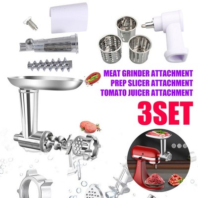 3 Sets For KitchenAir Mixer Attachment Meat Grinder, Food Slicer & Tomato Juicer