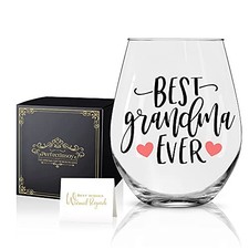 Best Grandma Ever Funny Wine Glass with Gift Box, Best Grandma Ever Gift Box