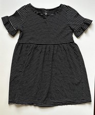 Tea Collection Girls Dress Size 14 Black and White Stripe Ruffle Short Sleeve