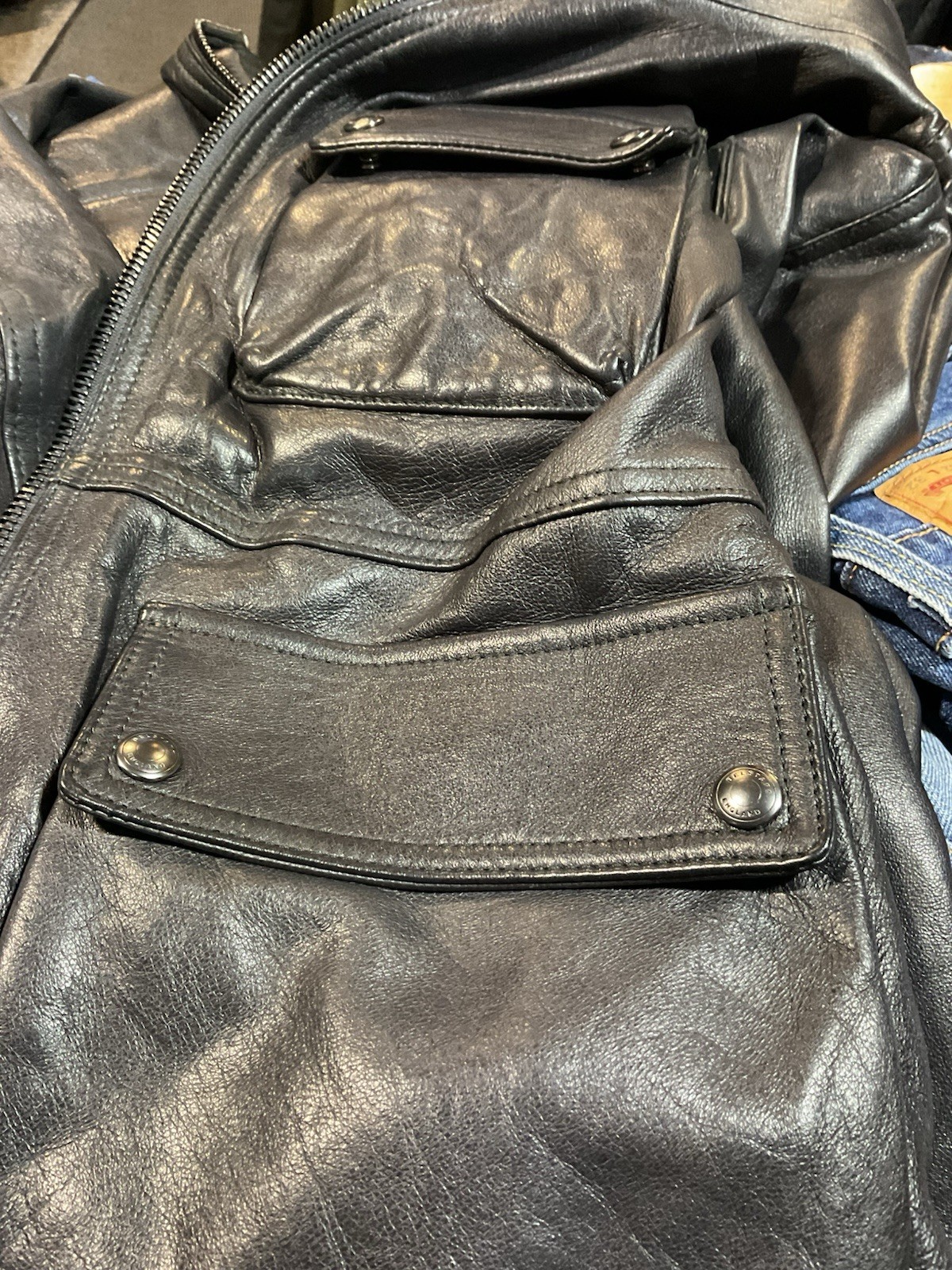 Belstaff Men's Black Leather Jacket UK 46/XL - Excellent Condition image 6
