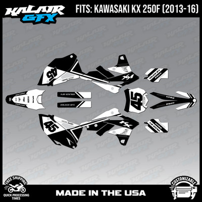 Graphics Kit for Kawasaki KX250F (2013-2016) KX 250F Enigma Series - Black White