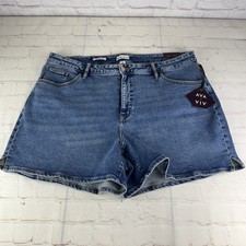 New Ava Viv High Rise Slim Fit Stretch Denim Jeans Midi Shorts Women's 22 5"