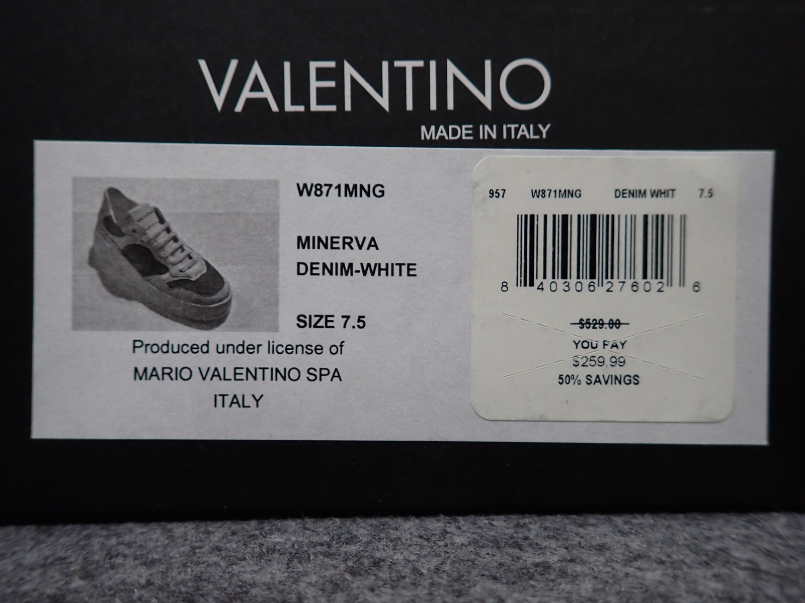 NEW Valentino Minerva Italian Leather Sneaker Denim-White Womens 7.5 (SS59) thumbnail 8