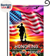 Patriotic Memorial Day USA Honoring All Who Served Garden Flag 12X18 Inch Double