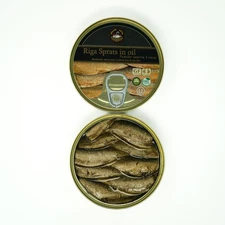 Sprats Riga Smoked (12 Pack) Gold Star 5.6 Oz Tins in vegetable Oil Latvia