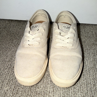 CLAE Men's Beige Canvas Lace-Up Low-Top Sneakers US 10.5 EU 43.5