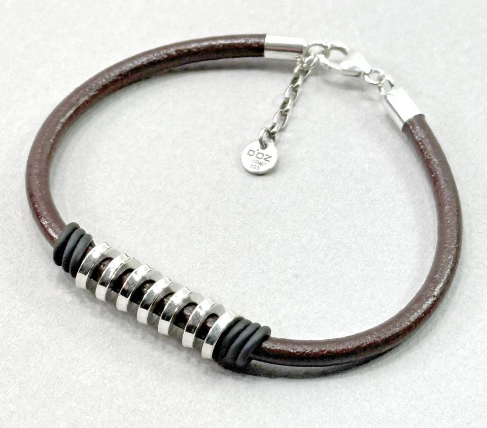 925er Silber & LEDER HerrenArmband neu #ENDLESS D'Oz Armband Herren 19cm - 21cm - Bild 2 von 4