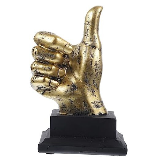 Finger Gesture Desk Statues Golden Hand Sculpture Shelf Thumb Up Gesture