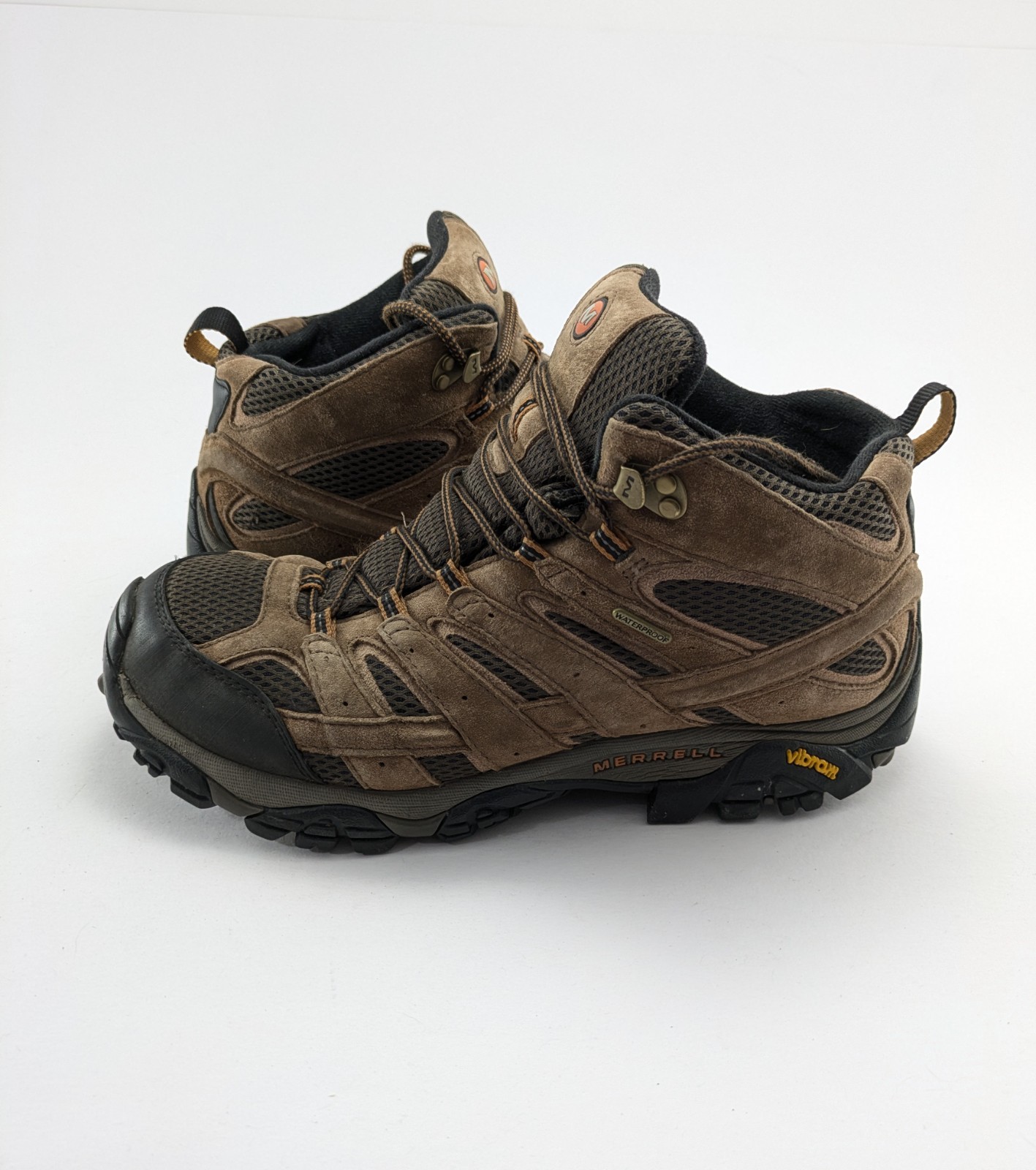 S Merrell Vibram Moab 2 Mid Waterproof Brown Hiking Boots J0