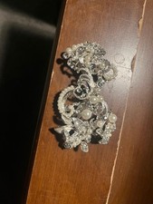 Silver wedding hair clip with crystals and pearls, new, unused