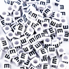 500Pcs White Letter Beads E 6x6mm Square Acrylic Alphabet Beads Jewelry Crafts