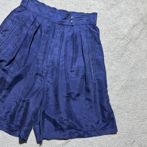 New York Studio Shorts Damen Medium Plissee 100 % Seide blau Stretch hoher Bund - Bild 3 von 13