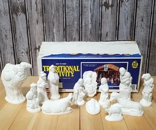 Vtg Wee Crafts Easy-to-Paint Nativity Set 14 PC Kit #21205 Christmas UNPAINTED