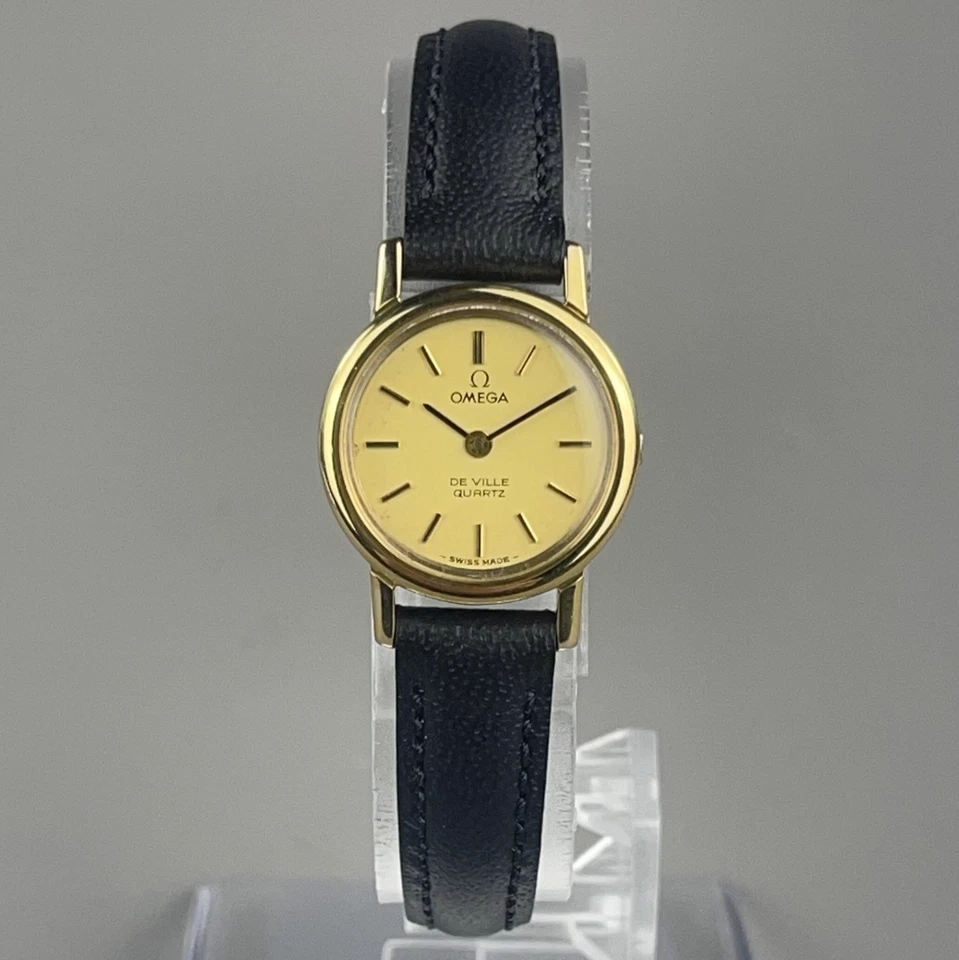 OMEGA De Ville Vintage Relógio Feminino Nova Pulseira de Couro Nova Bateria 5910011 - Imagem 2 de 4