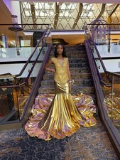Prom Gold Dress Formal Wear for Girls for sale | eBay