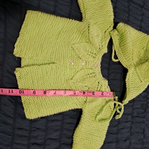 Cappello maglione neonato verde pastello fatto a mano all'uncinetto set 2 pezzi maglia vintage - Foto 4 di 4