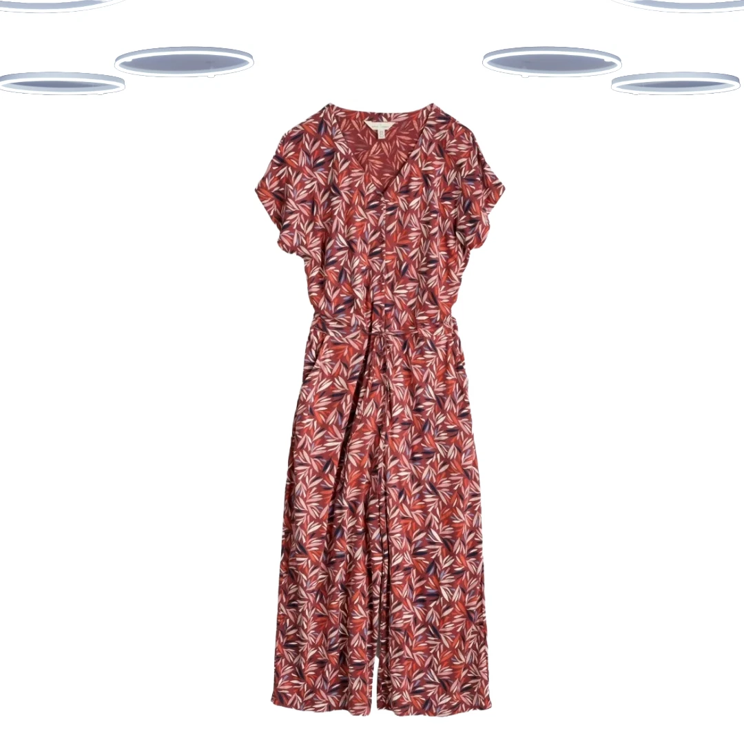 Ex Seasalt Women's Jumpsuit - Short Sleeve Printed Wide Leg Jersey Red Floral