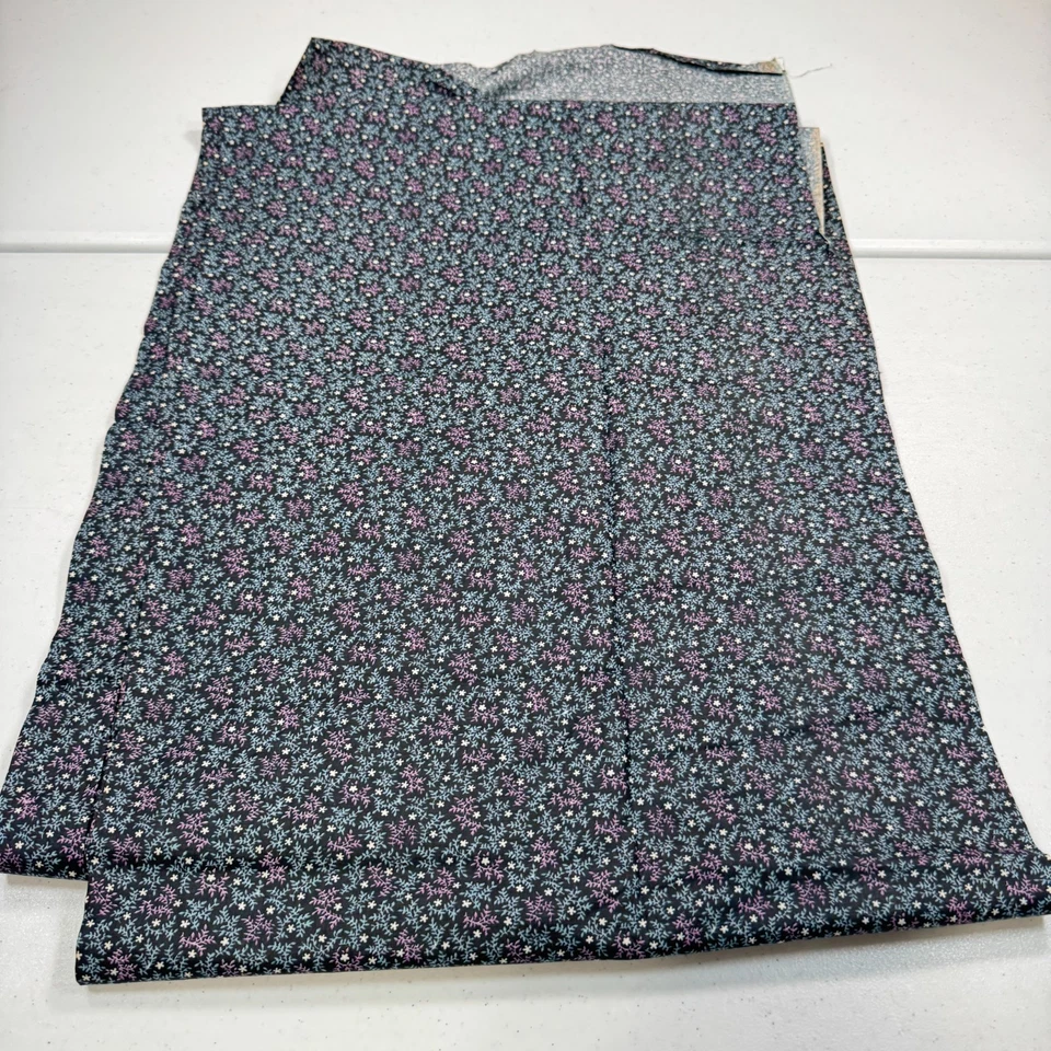 vintage quilting fabric purple blue leaves floral cotton 36x147 4 yards - Image 4 of 4