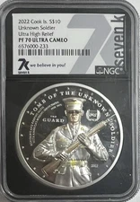 2022 Cook Islands S$10 Unknown Soldier PF70 Ultra Cameo NGC