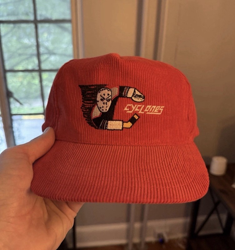 Vintage Cincinnati Cyclones Red Corduroy Snapback Cap Hat One Size