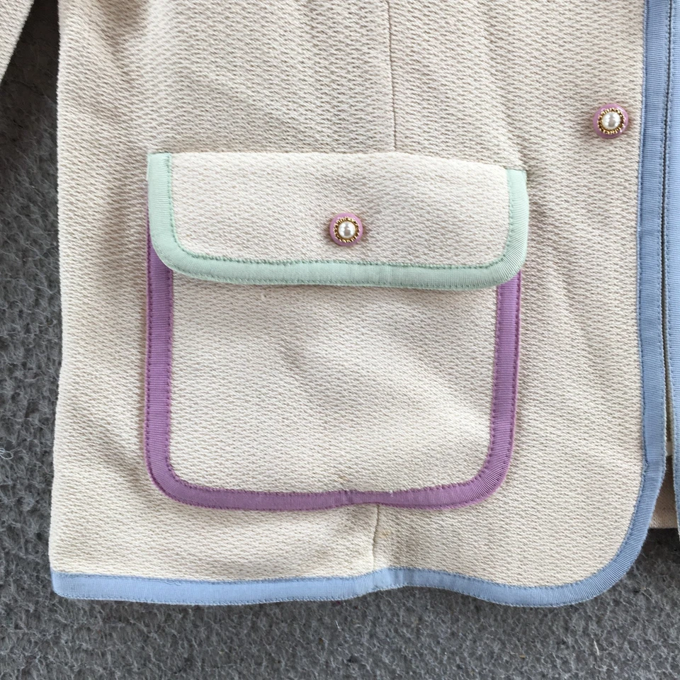 St. John Collection by Marie 灰色西装外套女式 10 奶油针织长袖 — 第 4/4 张图片