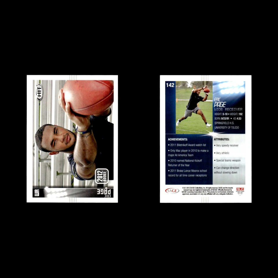 Eric Page #142 2012 SAGE HIT Toledo Rockets Football Card NFL NM - Image 3 of 3