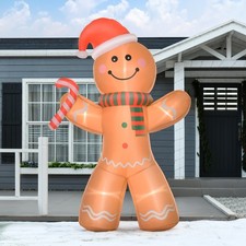 Produktbild - HOMCOM Aufblasbarer Lebkuchenmann Weihnachtsdekoration 2,4 m mit Lichtern
