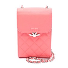 Chanel Caviar Skin Shoulder Bag Women Red One Size