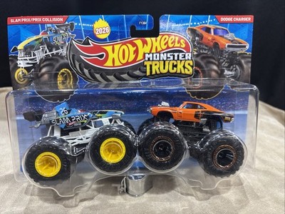 2026 HOT WHEELS  MONSTER TRUCKS  SLAM PRIX  VS. DODGE CHARGER New