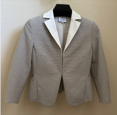 New Akris Punto Cotton Jacket  Stripe White & Gray ~ XSMALL