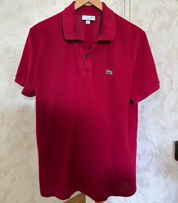 Lacoste / Herren Polo / Kurzarm / Wein Rot / XL / Slim Fit / Knopfverschluss
