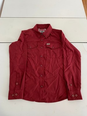 Dixxon Shirt Womens Medium Maroon Bordeaux Flannel Workwear Western Solid Casual