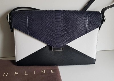 Céline Diamond Clutch Tasche weiß schwarz lila