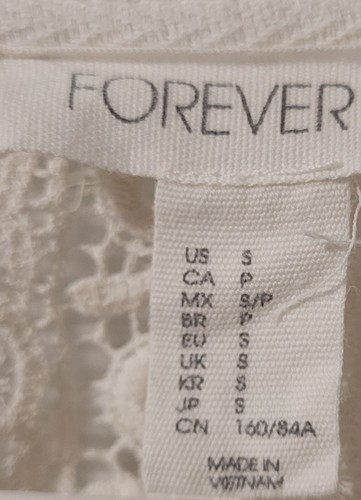 Forever 21 Size Small Cropped Lace Top Blouse White Women's - Picture 6 of 6