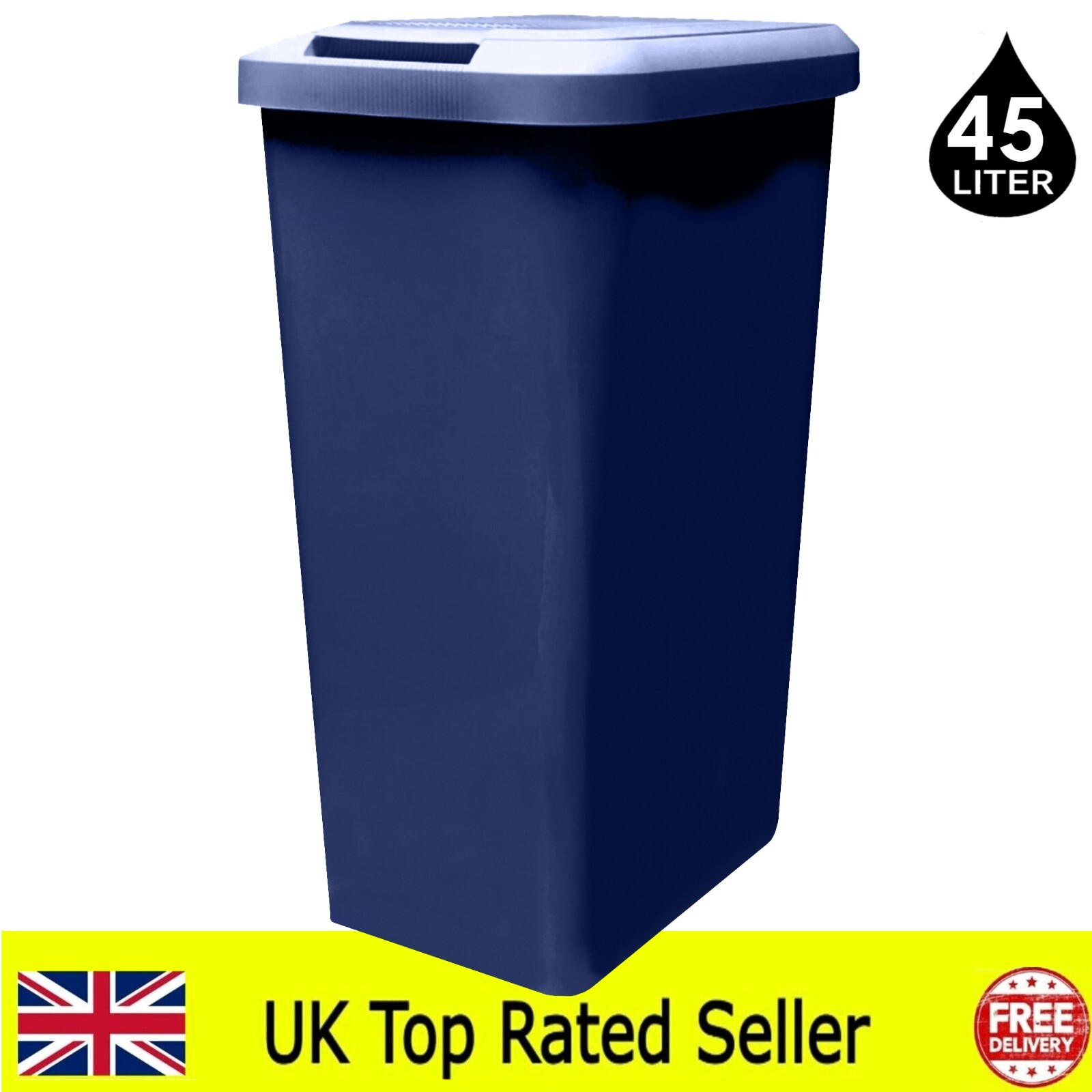 Navy Blue Kitchen Bin Rectangle Touch Swing and Lift Bin for Waste