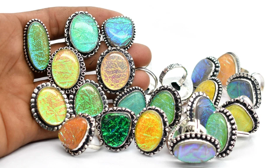 Verschiedene Edelstein Ring Menge/Natürlicher Kristall für Geschenk/Versilbert