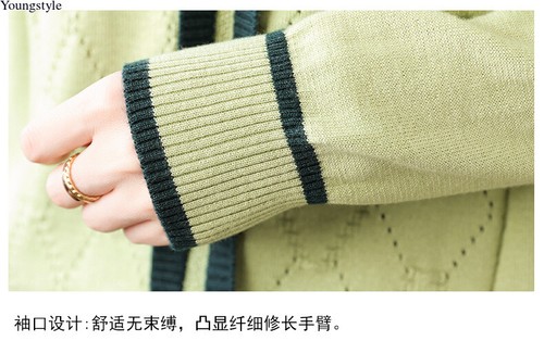 Women Colorblock Knitted Tops Casual Autumn Thin Sweater Pullover Jumper Blouse - Picture 11 of 22