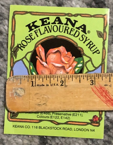 Syrup Bottle Label 1930's Vintage Original Keana Rose Flavoured Flavor NOS - Picture 3 of 4