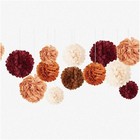 Rustic Romance Tissue Pom Poms - 12 PCS Wedding Party Decorations in Carmine, Ru