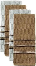 Set of 4, 100 Ribbed Terry Kitchen Towel 4 Hand Towel : 16 X 28 inch Soft and U