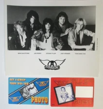 Aerosmith promo photo + 2 backstage pass satin stickers GET A GRIP TOUR - OTTO !