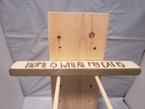 Home is Where My Cat is Engraved Wood Block Sign 12" Distressed Stackable - Picture 3 of 9