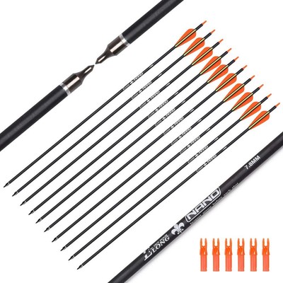 Carbon Arrow Hunting Arrows 28 Inch with 100 Grian Removable Tips for Compoun...
