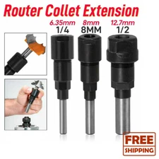 3pcs Router Collet Extension Chuck Adapter Woodworking Milling Bit Extension Rod