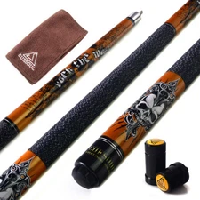 CUESOUL ROCKIN 21oz Maple Pool Cue Stick with Cue Bag-Orange