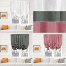 Voile Tie Blind Textured Curtain Panels 140cm x 140cm - Slot Top - Free Postage