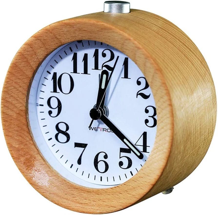Wooden Table Clock, Analogue Clock for Bedrooms, Table with Night Light ...