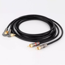 Hifi Pair RCA Interconnect Cable 90 Degree Right Angle Gold Plated Lotus Plug