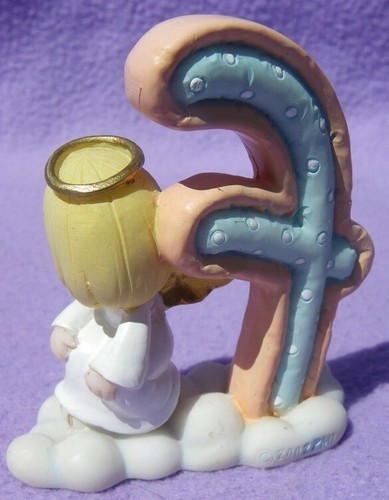 lettre alphabet ANGE F friendly amical PRECIOUS MOMENTS porcelaine ENESCO 2002 - Picture 2 of 2