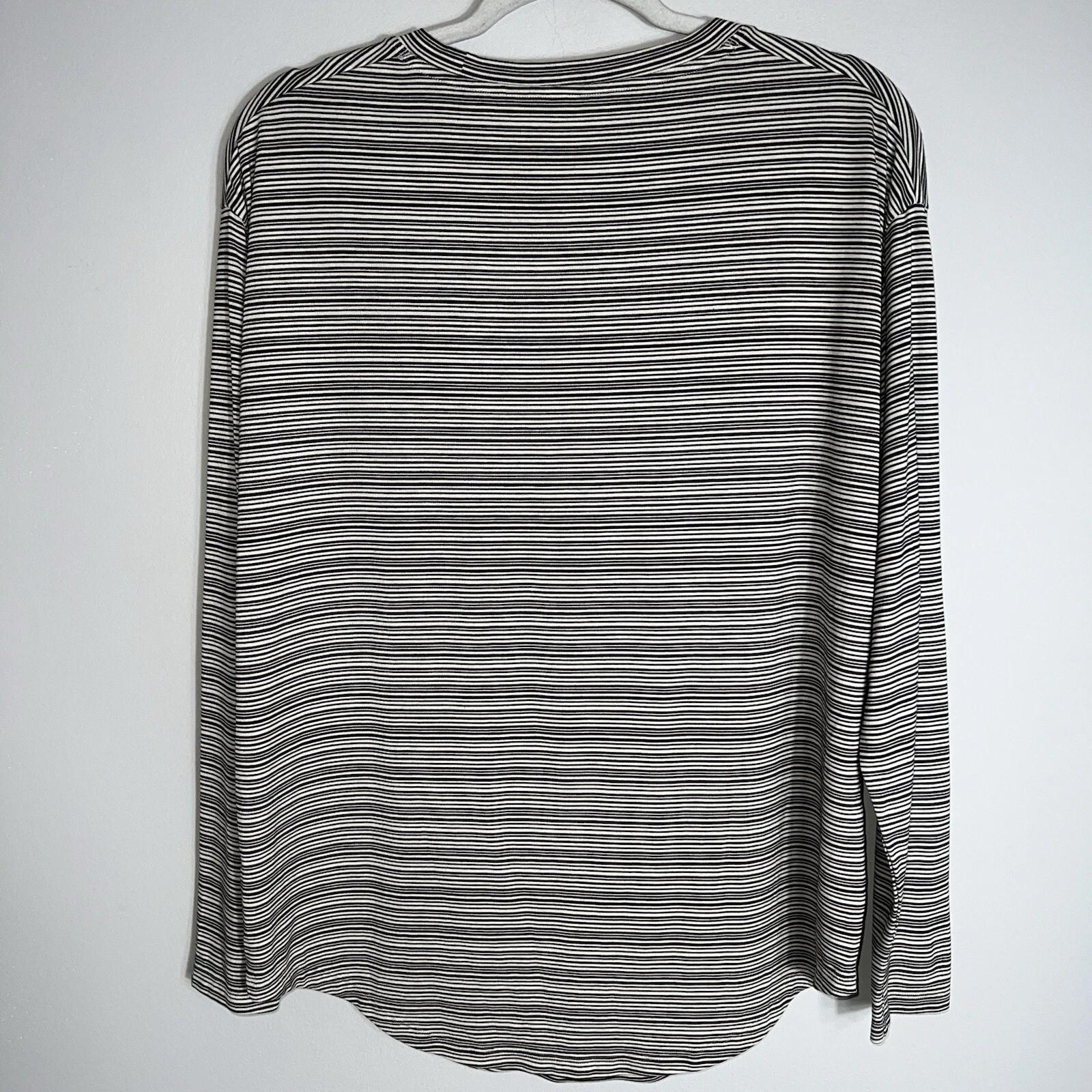 athleta long sleeve round neck tan stripes shirt